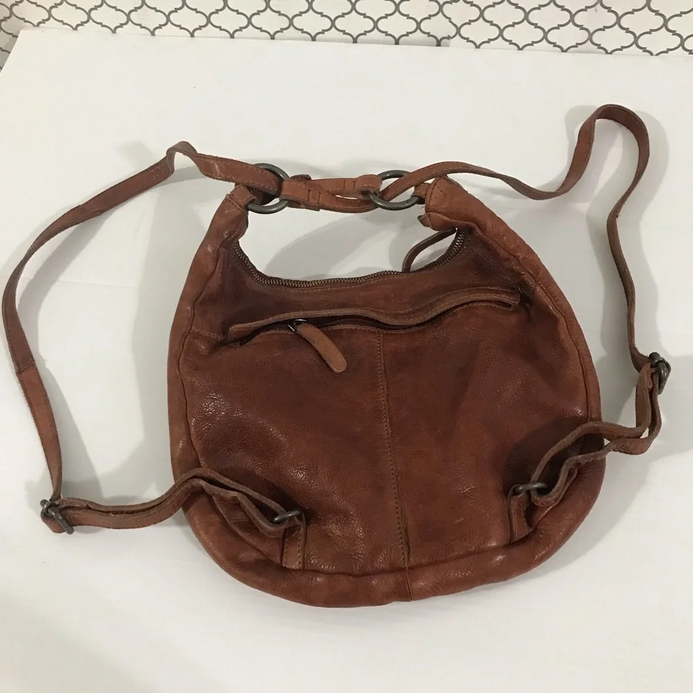 Vilenca Holland Woven Leather Backpack Brown